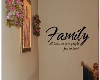 Family - all because two people fell in love - Vinyl Wall Lettering Words Signs