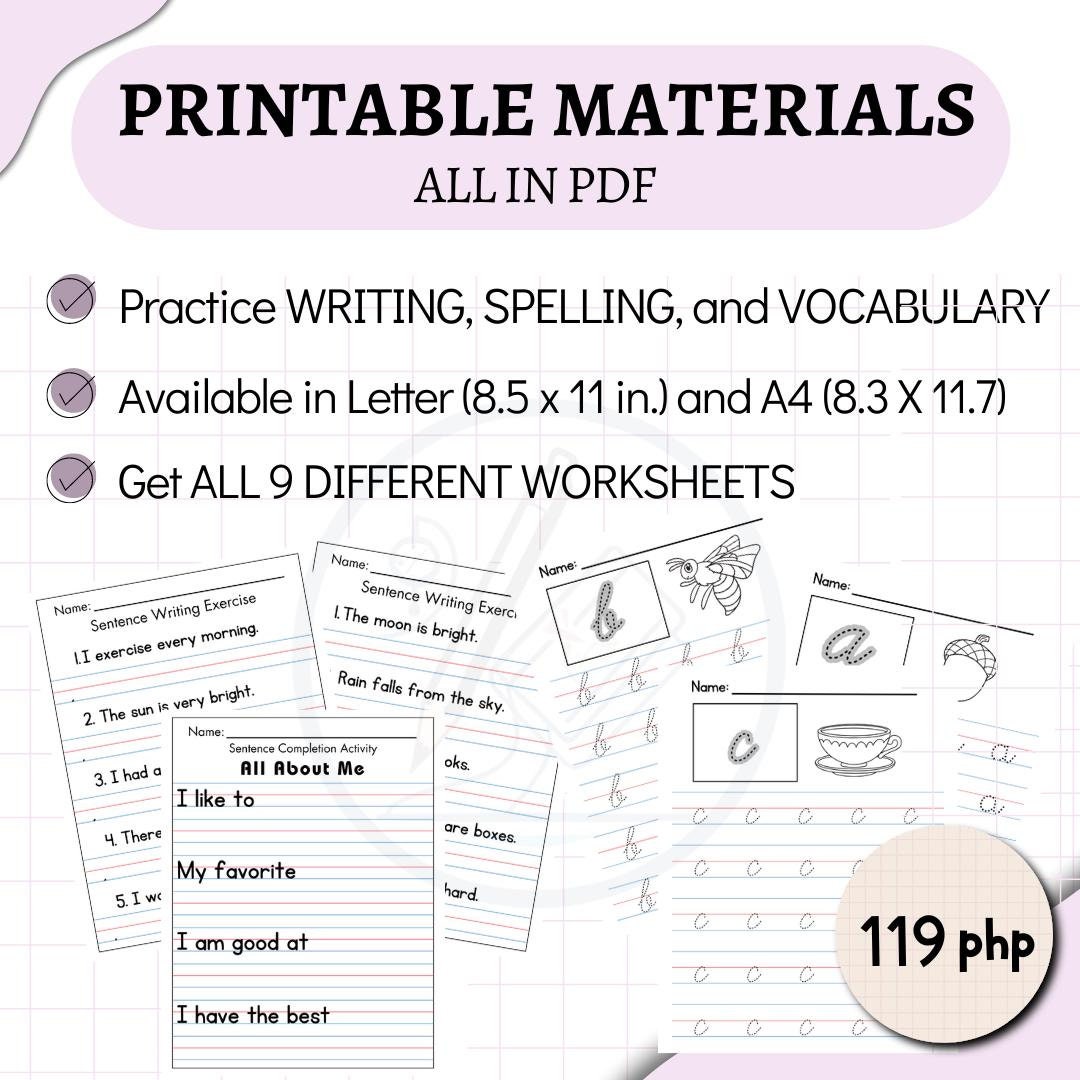 Printable Worksheets for Kids Writing Exercises, Practice Reading ...