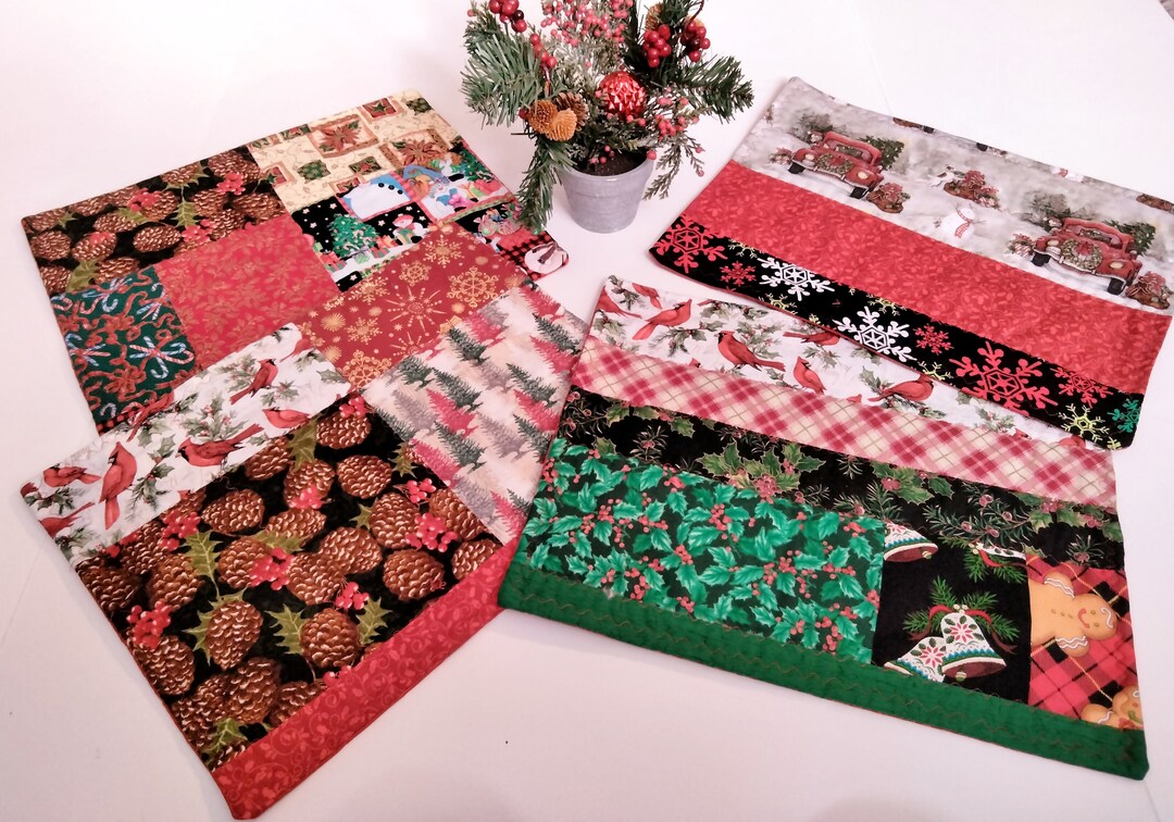 Christmas Placemats Quilted Placemats Set of 4 Christmas Etsy
