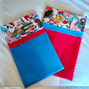 Children's Pillowcases, Cats & Dogs Christmas Pillowcases, Set of 2 Cases, Christmas Pillowcases, Cats, Dogs, Bedroom Decor image 1