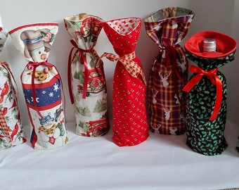 Wine Bottle Gift Bags, Hostess Gift, Housewarming Gift, Christmas Gift Bags, Ready to Ship