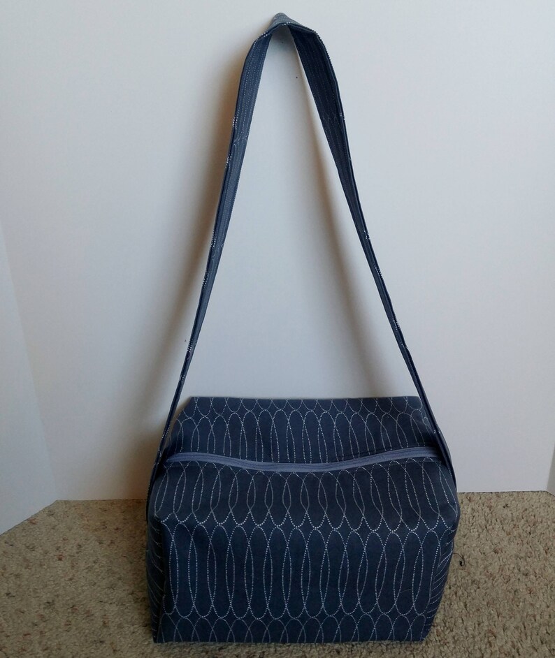 Gray Cotton Shoulder Handbag: Large Zipper Travel Bag image 1