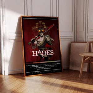 Hades Poster Print | Gaming Poster | 3 Colors | Gaming Decor | Video Game Poster | Gaming Gift | Video Game Print | Gaming Cover