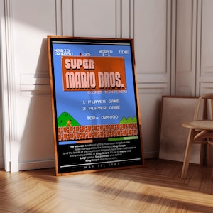 Super Mario Bros Poster Print | Gaming Poster | 3 Colors | Gaming Decor | Video Game Poster | Gaming Gift | Video Game Print | Gaming Cover