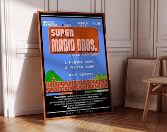 Super Mario Bros Poster Print | Gaming Poster | 3 Colors | Gaming Decor | Video Game Poster | Gaming Gift | Video Game Print | Gaming Cover