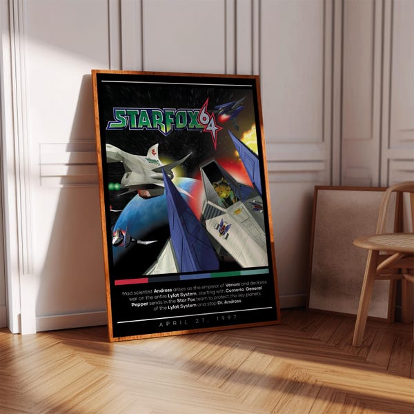 Star Fox 64 Poster Print | Gaming Poster | 3 Colors | Gaming Decor | Video Game Poster | Gaming Gift | Video Game Print | Gaming Cover