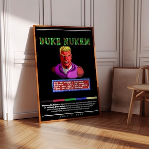 Duke Nukem Poster Print | Gaming Poster | 3 Colors | Gaming Decor | Video Game Poster | Gaming Gift | Video Game Print | Gaming Cover