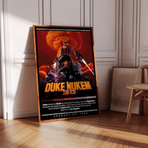 Duke Nukem 3D Poster Print | Gaming Poster | 3 Colors | Gaming Decor | Video Game Poster | Gaming Gift | Video Game Print | Gaming Cover