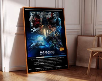 Mass Effect Poster Print | Gaming Poster | 3 Colors | Gaming Decor | Video Game Poster | Gaming Gift | Video Game Print | Gaming Cover