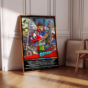 Super Mario Odyssey Poster Print | Gaming Poster | 3 Colors | Gaming Decor | Video Game Poster | Gaming Gift, Video Game Print, Gaming Cover