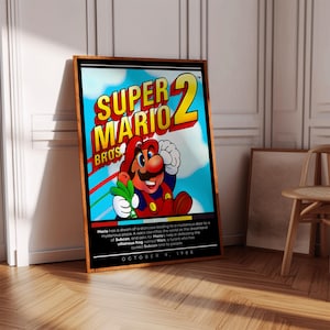 Super Mario Bros 2 Poster Print | Gaming Poster | 3 Colors | Gaming Decor | Video Game Poster | Gaming Gift | Video Game Print, Gaming Cover