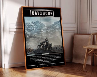 Days Gone Poster Print | Gaming Poster | 3 Colors | Gaming Decor | Video Game Poster | Gaming Gift | Video Game Print | Gaming Cover
