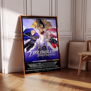 Fire Emblem drie huizen posterafdruk | Gamingposter | 3 kleuren | Gamingdecoratie | Videogameposter | Gamingcadeau | Videogameafdruk