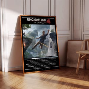 Uncharted 4 A Thief&#39;s End Poster Print | Gaming Poster | 3 Colors | Gaming Decor | Video Game Poster | Gaming Gift | Video Game Print