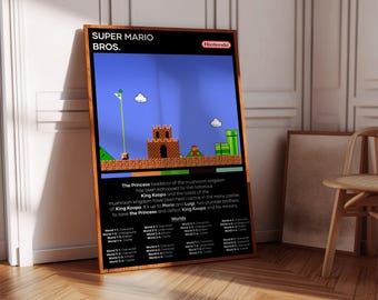 Super Mario Bros Poster Print | Gaming Poster | 3 Colors | Gaming Decor | Video Game Poster | Gaming Gift | Video Game Print | Gaming Cover