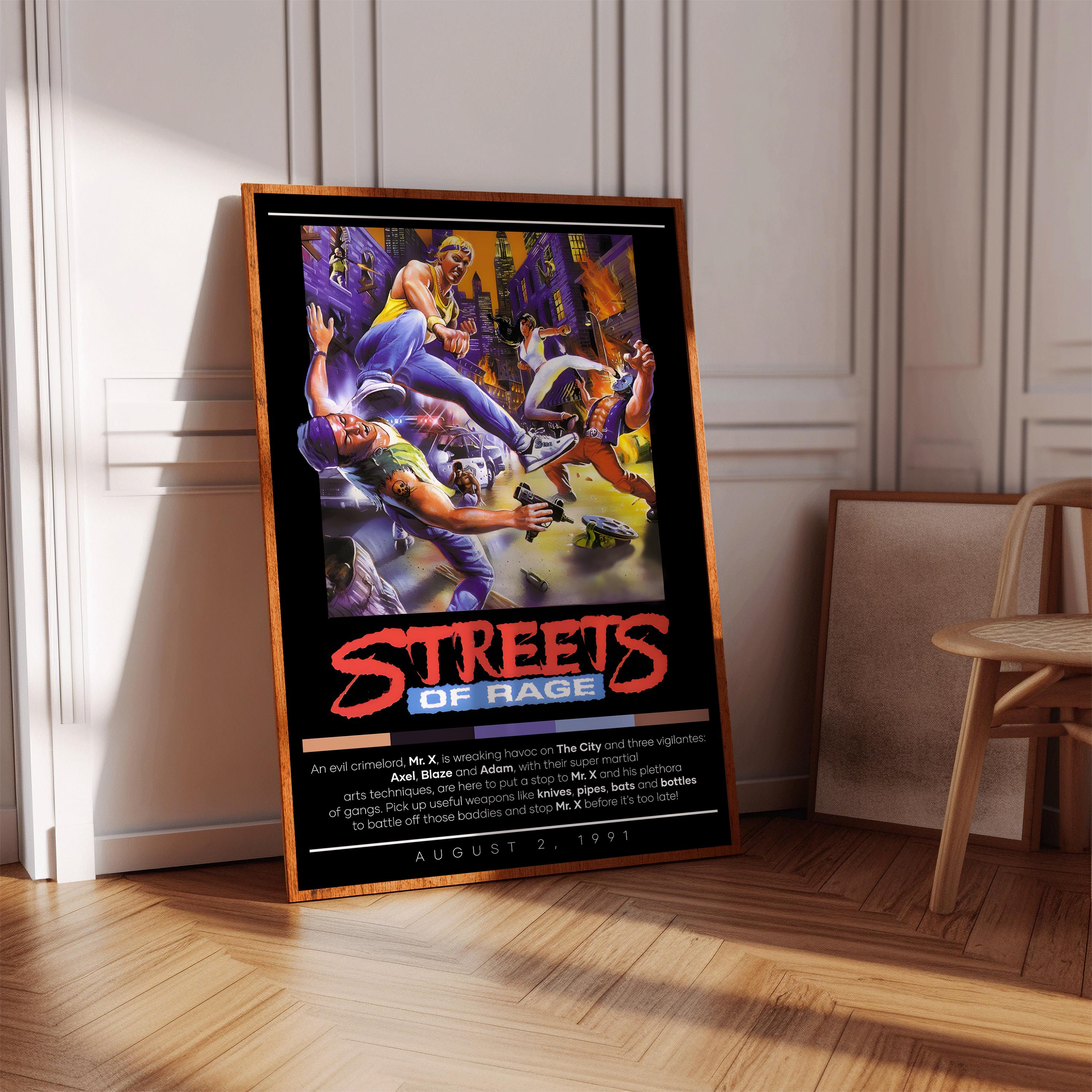 Streets Of Rage Poster Print | Gaming Poster | 3 Colors | Gaming Decor | Video Game Poster | Gaming Gift | Video Game Print | Gaming Cover
