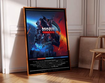 Mass Effect Legendary Edition Poster Print | Gaming Poster | 3 Colors | Gaming Decor | Video Game Poster | Gaming Gift | Video Game Print