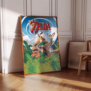The Legend of Zelda Link&#39;s Awakening Poster Print | Gaming Poster | Gaming Decor | Video Game Poster | Gaming Gift | Video Game Print