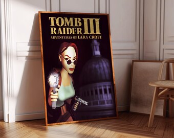 Impresión de póster de Tomb Raider 3 / Póster de juegos / Decoración de juegos / Póster de videojuegos / Regalo de juegos / Impresión de videojuegos / Portada de juegos / Impresión de juegos