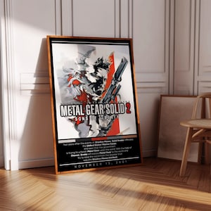 Metal Gear Solid 2 Sons of Liberty Poster Print | Gaming Poster | 3 Colors | Gaming Decor | Video Game Poster, Gaming Gift, Video Game Print