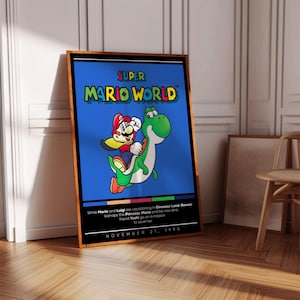 Poster Super Mario World | Poster de jeu vidéo | 3 couleurs | Décoration de jeu | Affiche de jeu vidéo | Cadeau de jeu | Impression de jeu vidéo | Housse de jeu