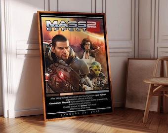 Mass Effect 2 Poster Print | Gaming Poster | 3 Colors | Gaming Decor | Video Game Poster | Gaming Gift | Video Game Print | Gaming Cover