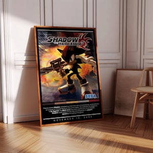 Shadow the Hedgehog Poster Print | Gaming Poster | 3 Colors | Gaming Decor | Video Game Poster | Gaming Gift, Video Game Print, Gaming Cover