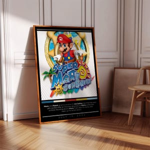 Super Mario Sunshine Poster Print | Gaming Poster | 3 Colors | Gaming Decor | Video Game Poster, Gaming Gift, Video Game Print, Gaming Cover