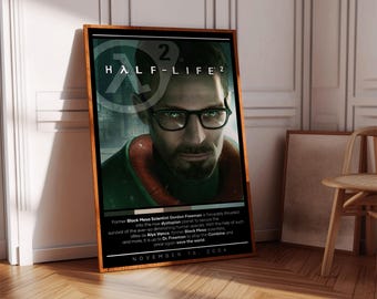 Half Life 2 Poster Print | Gaming Poster | 3 Colors | Gaming Decor | Video Game Poster | Gaming Gift | Video Game Print | Gaming Cover
