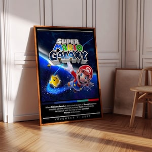 Super Mario Galaxy Poster Print | Gaming Poster | 3 Colors | Gaming Decor | Video Game Poster | Gaming Gift | Video Game Print, Gaming Cover