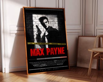 Max Payne Poster Print | Gaming Poster | 3 Colors | Gaming Decor | Video Game Poster | Gaming Gift | Video Game Print | Gaming Cover
