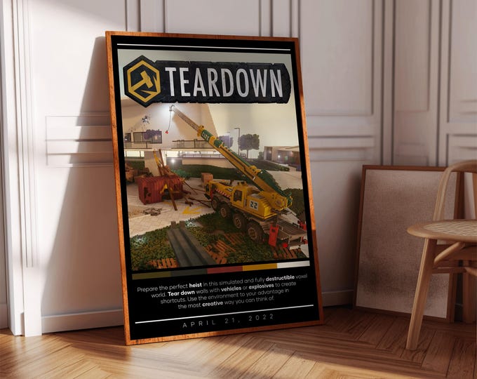 Teardown Poster Print | Gaming Poster | 3 Colors | Gaming Decor | Video Game Poster | Gaming Gift | Video Game Print | Gaming Cover