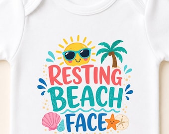 Resting Beach Face Baby Onesie, Funny Beach Vacation Outfit, Summer Infant Bodysuit, Cruise Baby Shower Gift