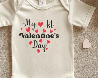First Valentine’s Day Onesie, Organic Cotton Bodysuit, Baby Love Outfit, Newborn Infant Wear
