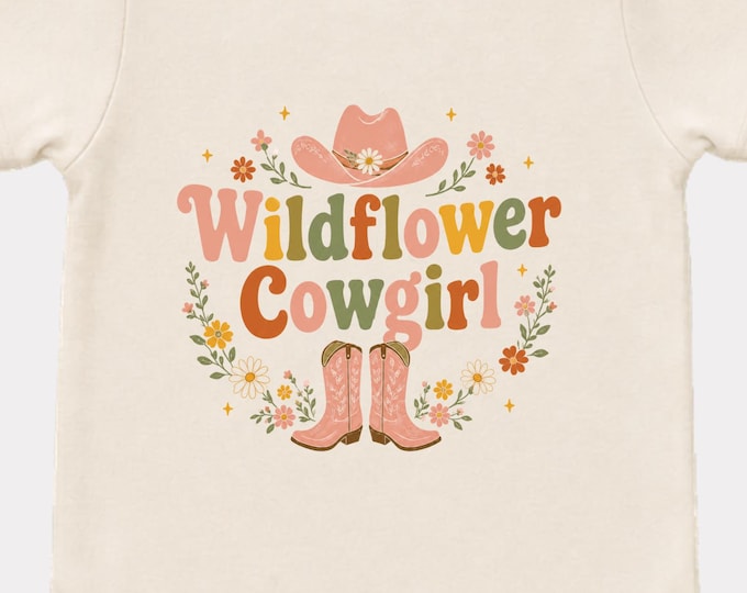 Wildflower Cowgirl Baby Onesie | Personalized Western Baby Girl Gift