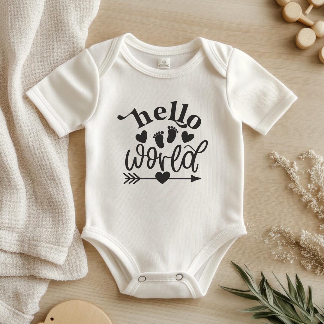 Hello World Baby Onesie: Organic Cotton Coming Home Outfit - Etsy