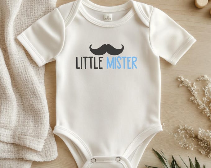 Little Mister Baby Onesie - Cute Bodysuit for Baby Shower or New Mom Gift