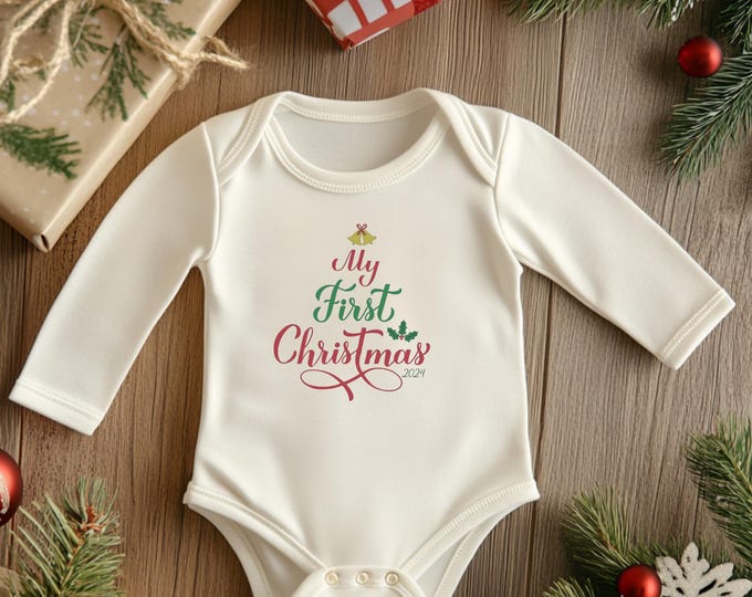 Baby Christmas Outfit, Long & Short Sleeve Winter Onesie, Holiday Festive Romper, My First Christmas Design Bodysuit, Baby Gift Basket