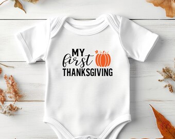 Adorable First Thanksgiving Onesie: Cute Fall Baby Outfit, Newborn Gift & Announcement Idea
