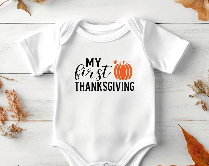Adorable First Thanksgiving Onesie: Cute Fall Baby Outfit, Newborn Gift & Announcement Idea