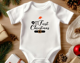 Festive Infant Christmas Onesie: Long & Short Sleeve Romper for Baby's First Holiday Season.  Perfect a baby shower gift basket.