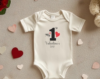 My 1st Valentine's Day Custom Onesie, Adorable "My 1st Valentines Day" Bodysuit  for Baby Boys Outfit & Girls, Great Baby Shower Gift
