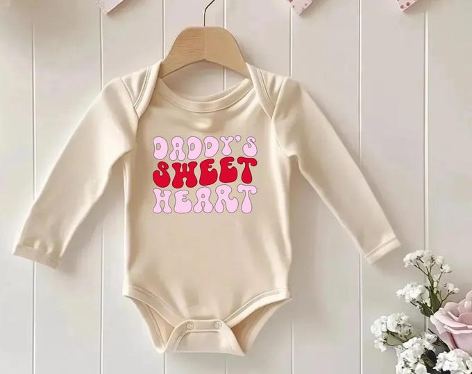 Daddy's Sweetheart Custom Baby Onesie, Adorable Valentine's Day Outfit for Baby's First Valentine & Baby Shower Gift