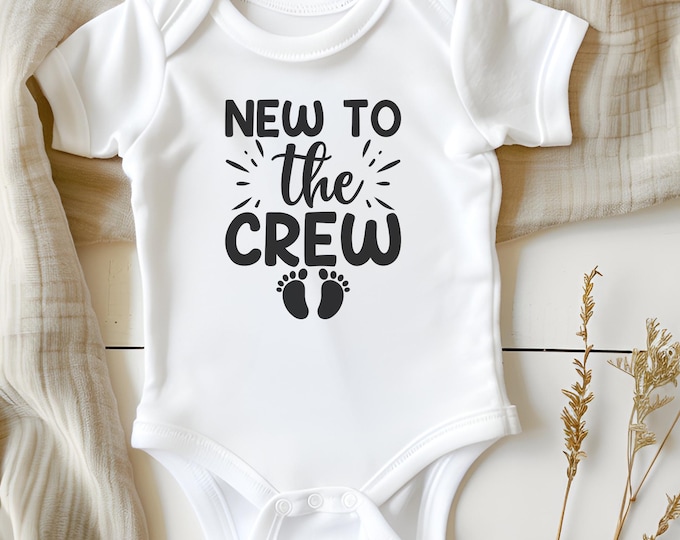 Personalized Infant Coming Home Outfit: 'New to the Crew' Bodysuit for Baby Announcement & Shower Gift