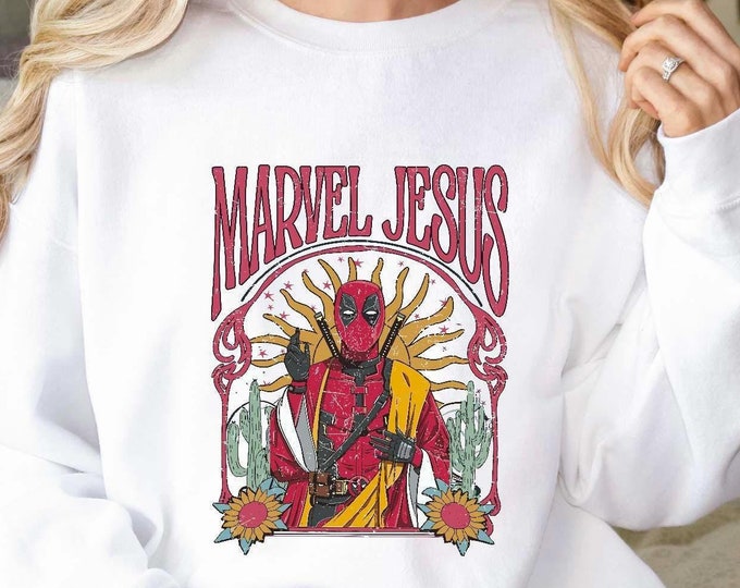 Marvel Deadpool Jesus T-Shirt, Sarcastic Marvel Avengers And Jesus Sweatshirt, Religious Tee, Funny Deadpool Jesus Hoodie, Christian Shirts