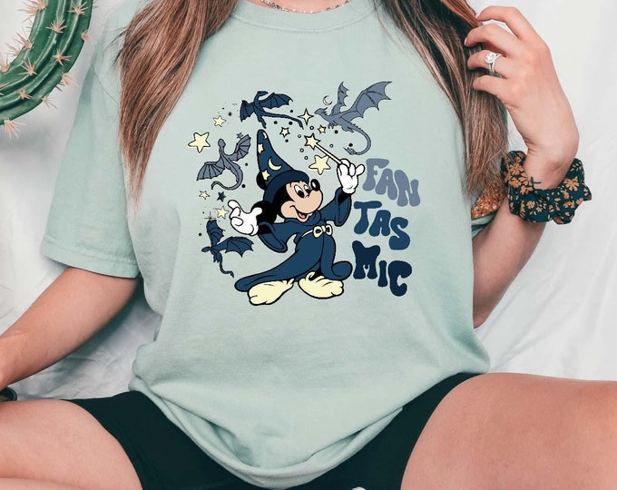 Comfort Colors® Vintage Disney Fantasia Sorcerer Mickey Mouse Magic Wizard Magical Retro Shirt, Fantasmic Show Hollywood Studios Trip Family