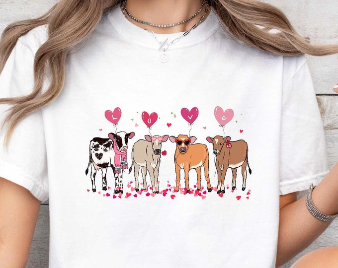 Valentines Cows Tshirt, Valentines Day Gift, Farmer Shirt, Cute Animals Shirt ,Farmer Girl Shirt,Valentines Day Shirt,Cow Shirt,Gift for Her