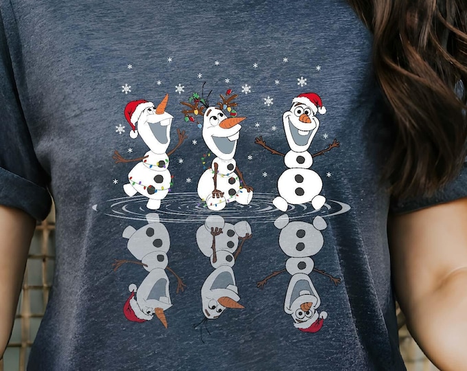 Disney Frozen Olaf Santa Hat Christmas Shirt, Olaf Dancing Christmas Party T-shirt, Cute Olaf Christmas Sweatshirt, Disney Winter Family Tee