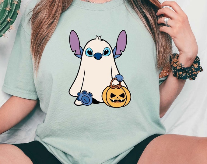 Comfort Colors® Retro Stitch Shirt, Stitch Ghost Shirt, Disney Halloween Ghost T-shirt, Stitch Spooky Season Tee, Halloween Disney Trip