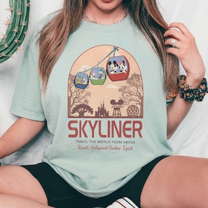 Vintage Mickey and Friends Skyliner Comfort Colors® Shirt, Epcot Travel the World Tee, Disney Skyliner Vintage Shirt, WDW Vacation Shirt